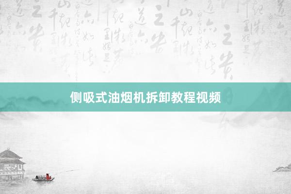 侧吸式油烟机拆卸教程视频